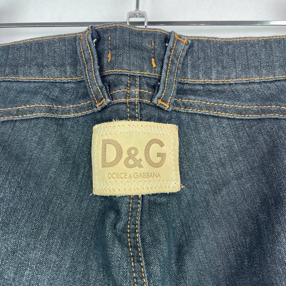 Dolce & Gabbana D&G Pinstripe Dark Wash Straight Leg Jeans Women's Sz 28 42